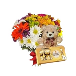 21-Buquê de Flores Urso e Chocolate