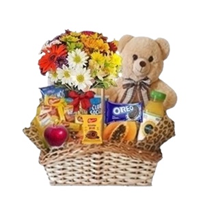 07-Cesta de Café com Urso +Buquê